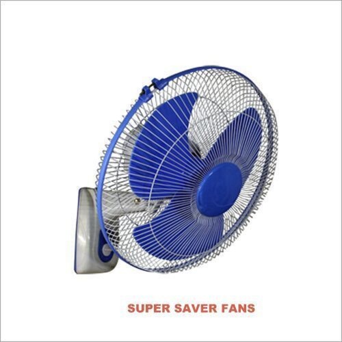Rechargeable Solar Wall Mount Fan - 3 Plastic Blades 300-400 mm Blade Diameter White + Blue | 18W Power 1350 RPM Speed 160 Degree Oscillation 12V DC 1-Year Warranty