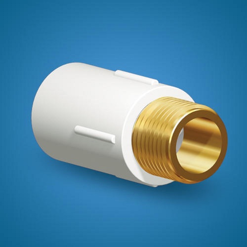 UPVC Plumbing Pipe - 1/2 to 2 Inch Male Threaded Adapter MTA | White ASTM D2467 Reliable Brass Construction Schedule 80 Versatile High/Medium/Low Pressure Usage