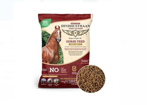 Horse Pellet Organic Feed - 50 Kilogram Pack | High-Quality Fiber Promotes Healthy Growth Strong Immunity Rich in Vitamins and Minerals