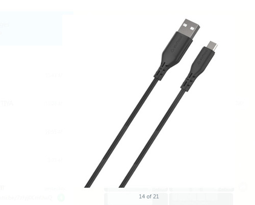 Black Data Cable Length 1.2 Meter - PVC Material Black Color | USB A/B Connector 2.4 Ampere Anti-Twist & Tangle Design