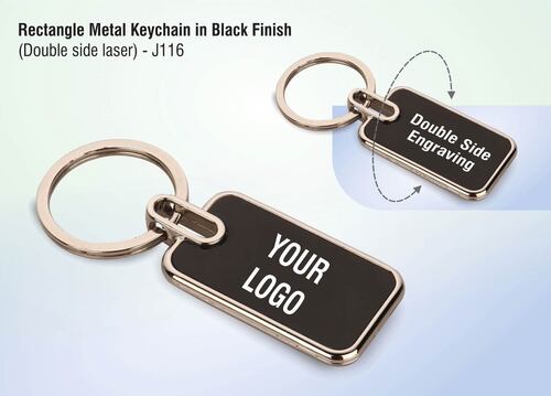 J116 - Rectangle Metal Keychain 10.8 x 5.1 cm Black Finish | Lightweight High Durability Excellent Finishing User-Friendly