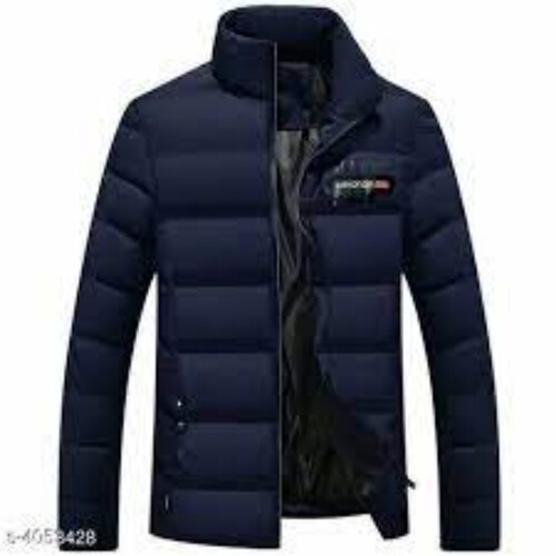 Mens Winter Jacket - Comfortable Custom Size | Black Modern Style Full Sleeves Printed Pattern For Adults
